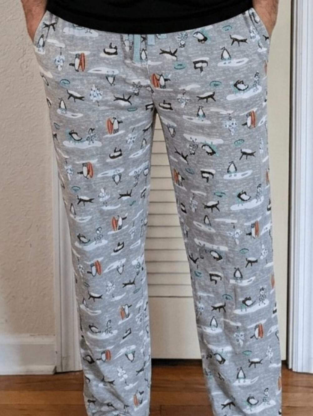 New Jockey Men XL Ultra Soft Lounge Pajama Pants Gray Penguins Holiday Christmas